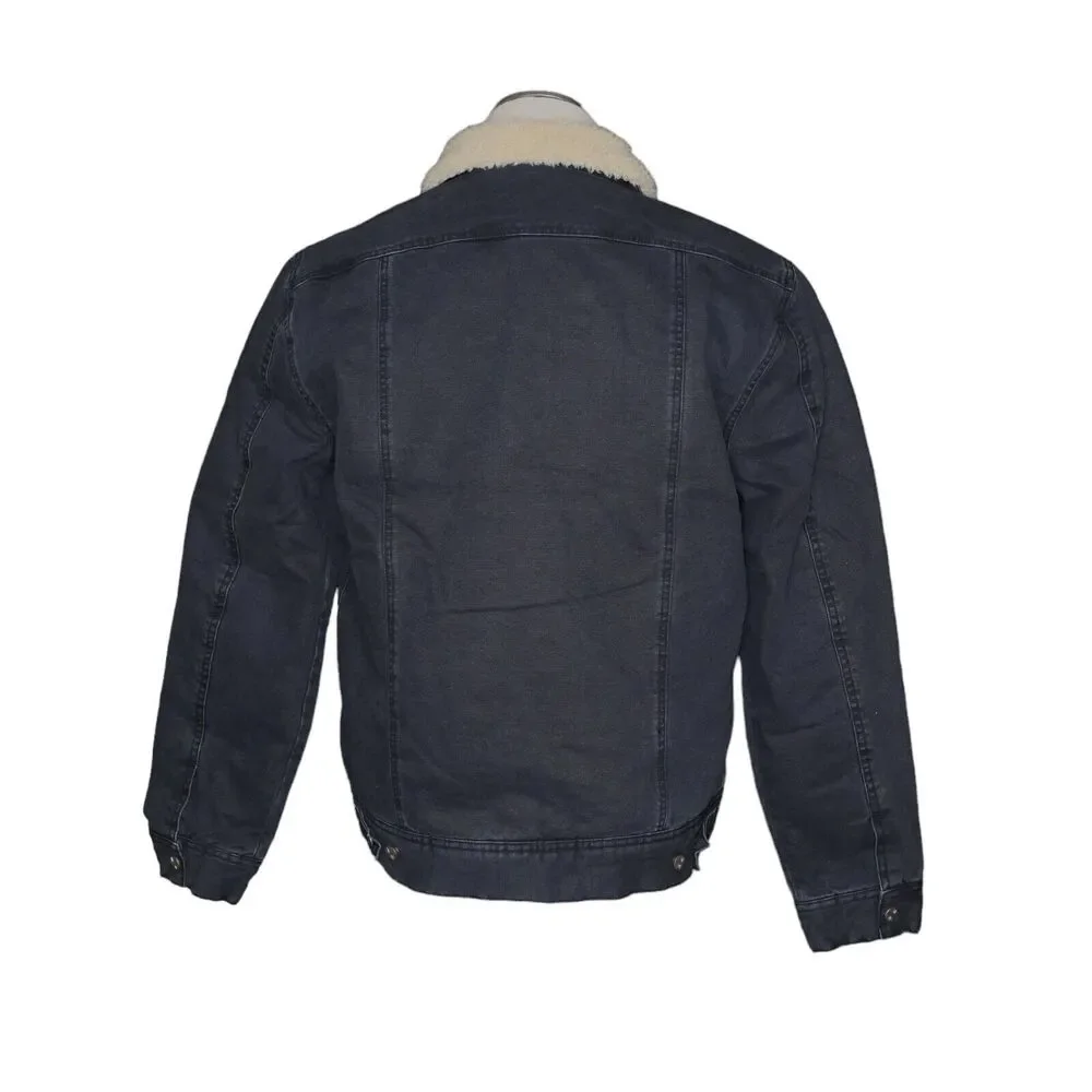 NWOT Faherty Timberline Trucker Jacket Medium - Sherpa Collar- Washed Black $298